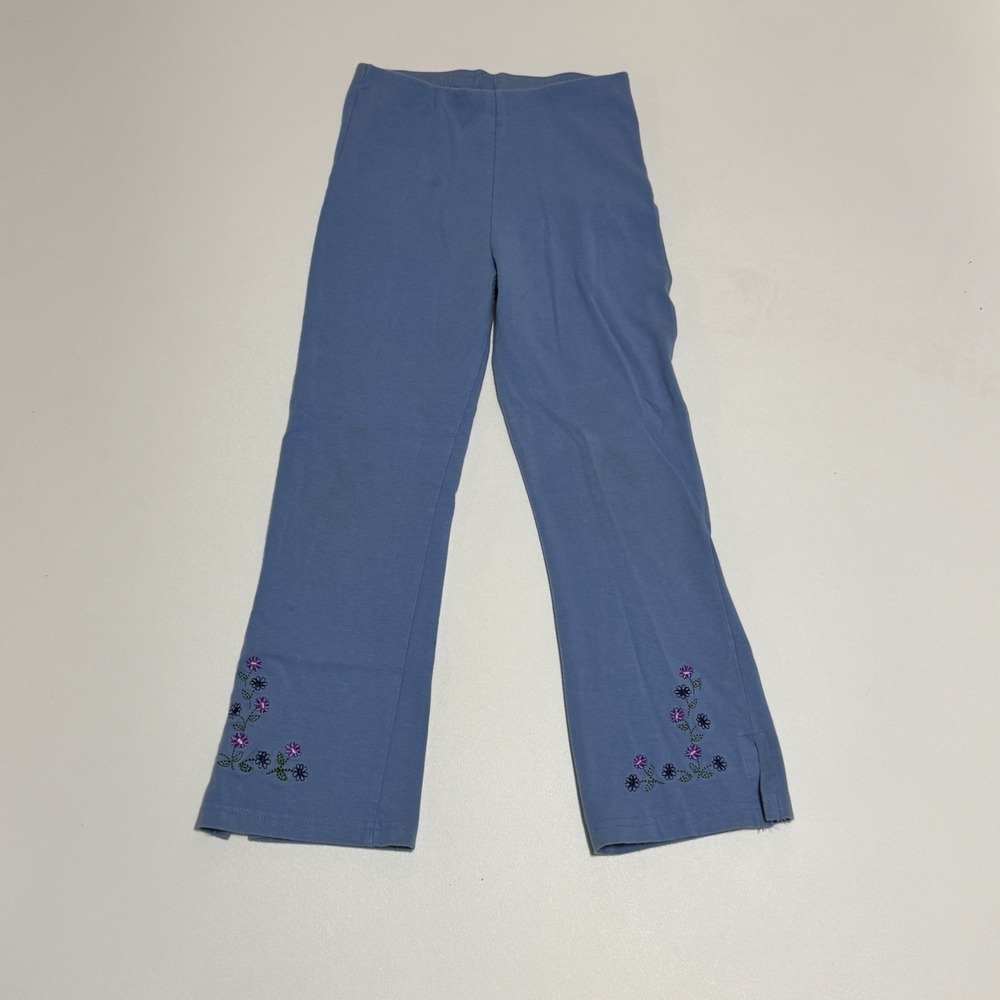 OshKosh Bgosh Girls Blue Embroidered‎ Floral Pants Size 6X Kids Casual